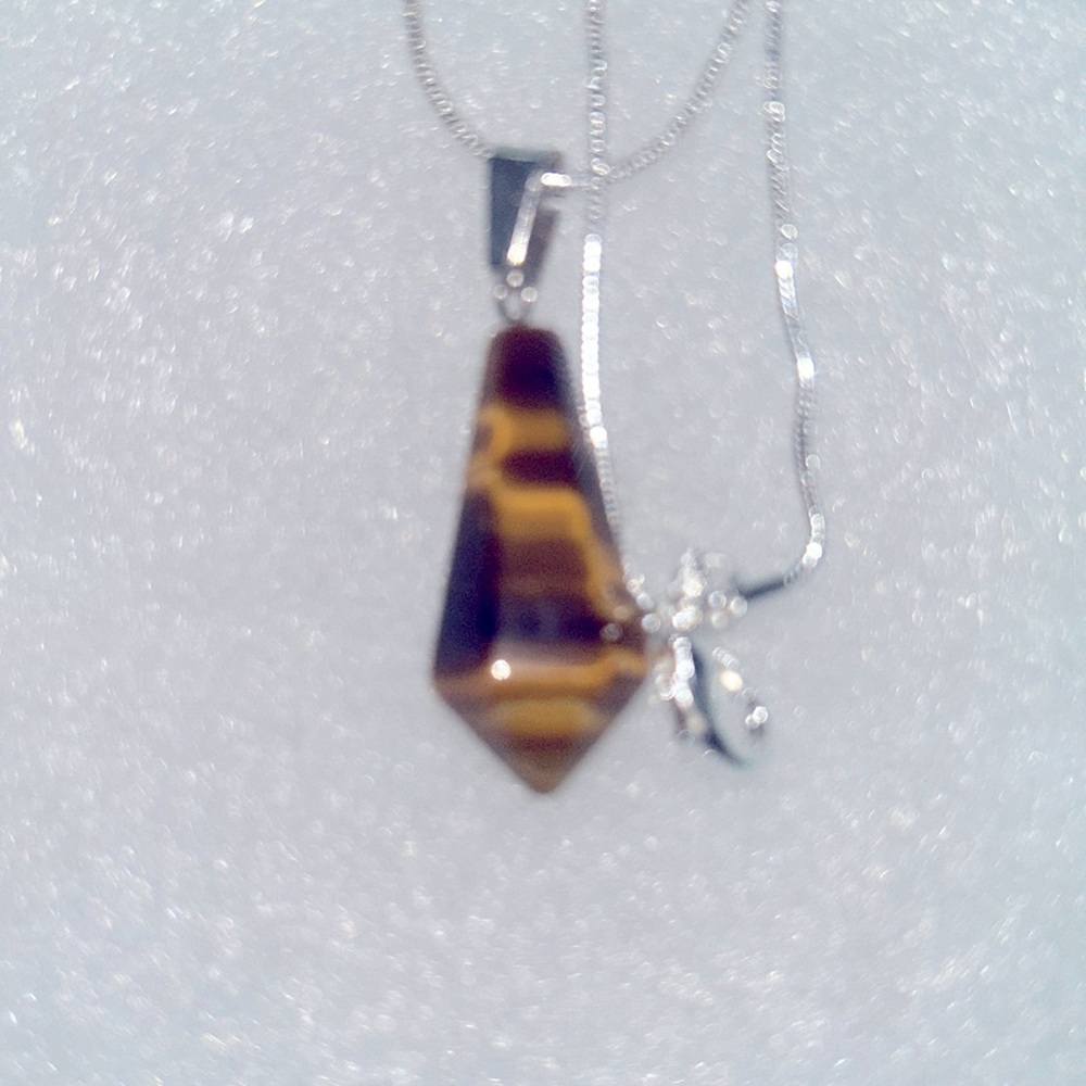 Boho hippie Tiger 🐅 Eye Sterling Silver Necklace 30”
